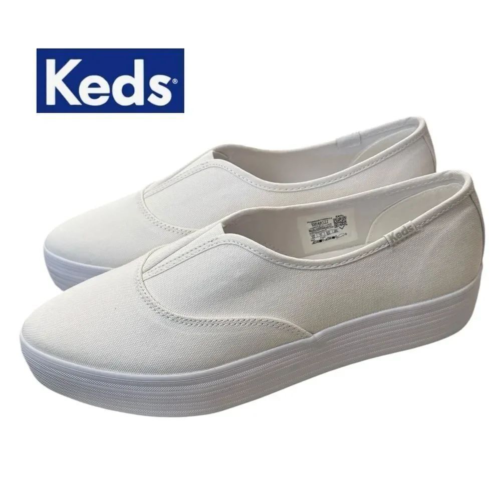 New KEDS Point Slip White Canvas Slip-on Sneakers 8.5
